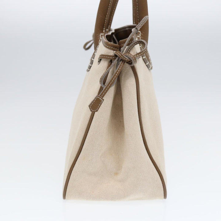 Burberry Hand Bag Canvas Beige Auth bs17442
