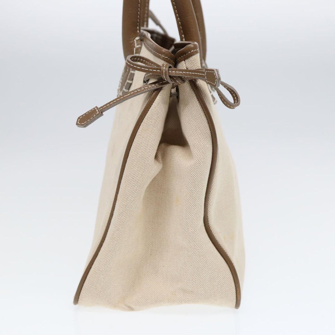 Burberry Hand Bag Canvas Beige Auth bs17442