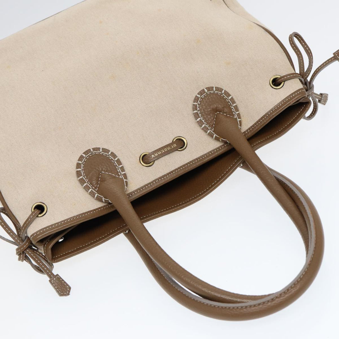 Burberry Hand Bag Canvas Beige Auth bs17442