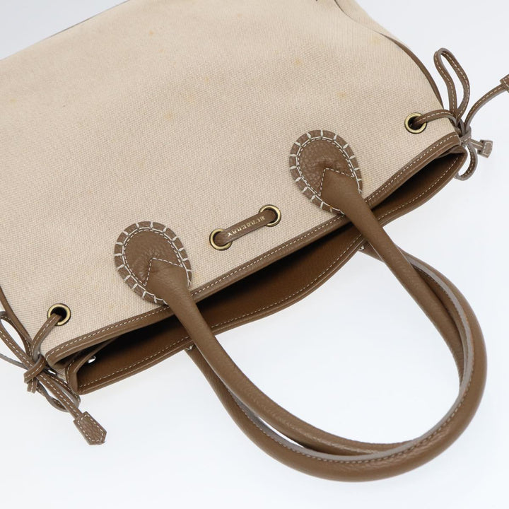 Burberry Hand Bag Canvas Beige Auth bs17442