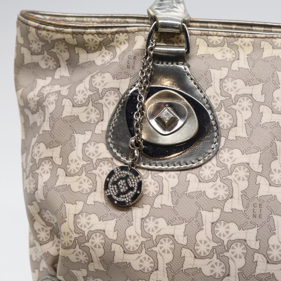 Celine Hand Bag PVC Leather Gray Silver Auth bs17463