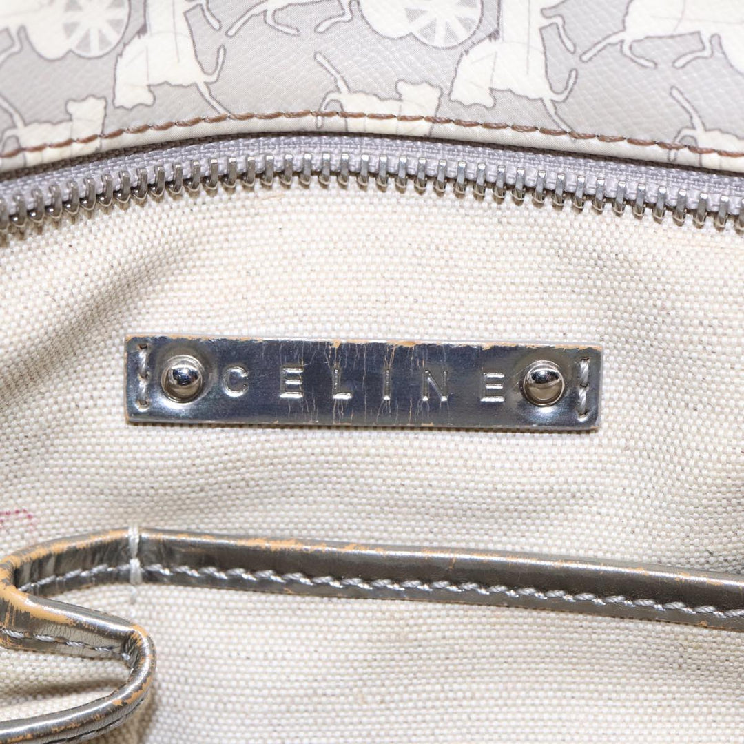 Celine Hand Bag PVC Leather Gray Silver Auth bs17463