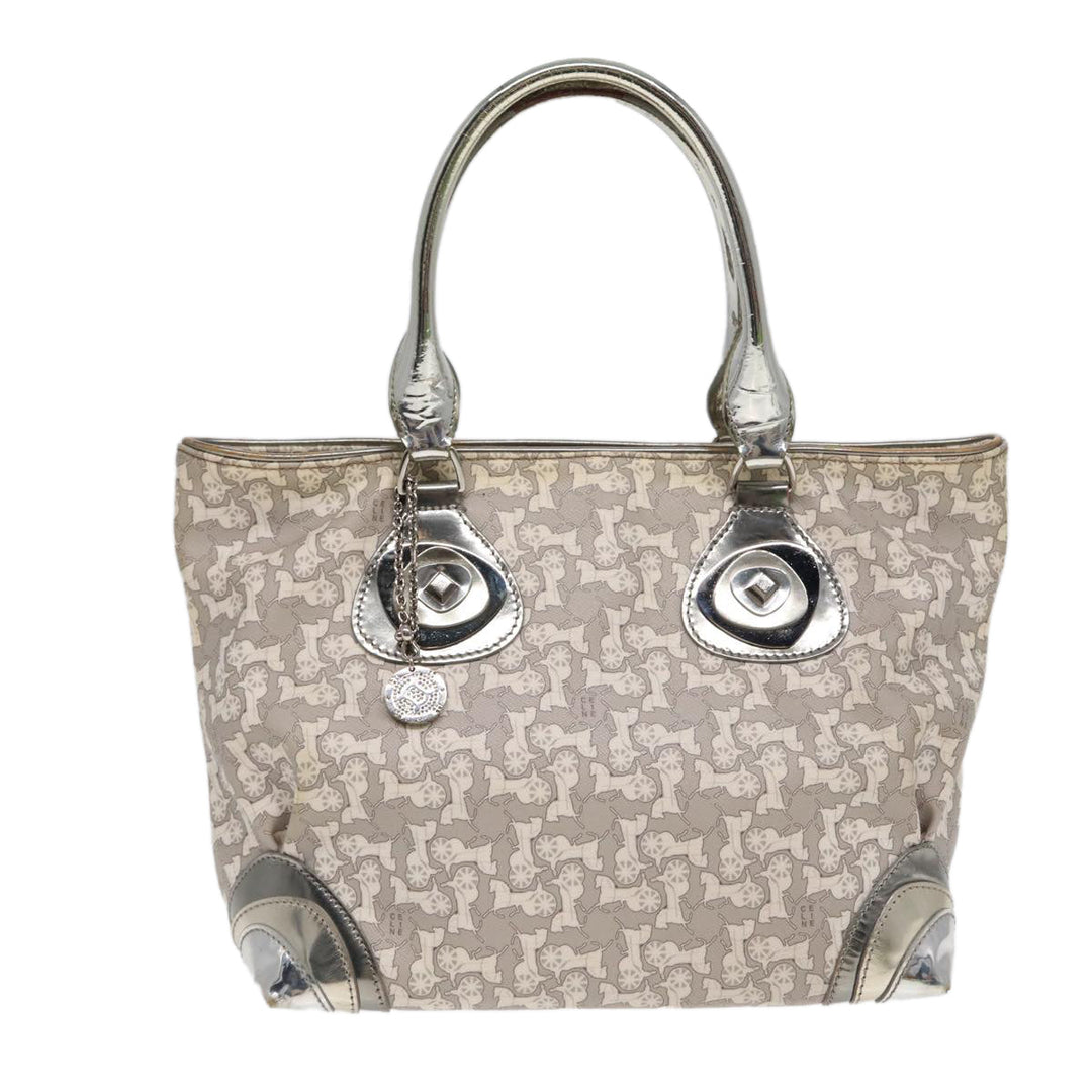 Celine Hand Bag PVC Leather Gray Silver Auth bs17463