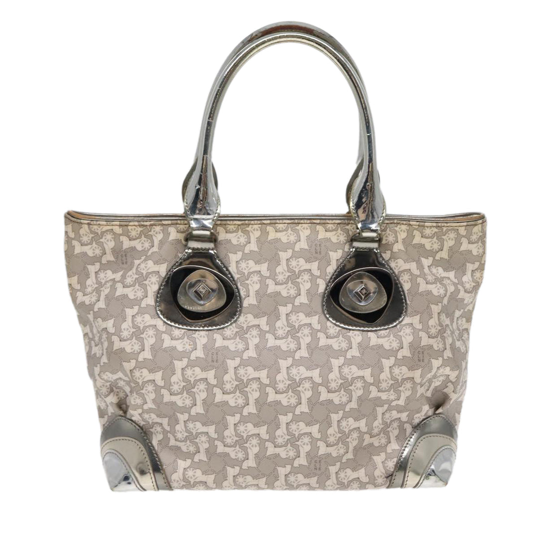 Celine Hand Bag PVC Leather Gray Silver Auth bs17463
