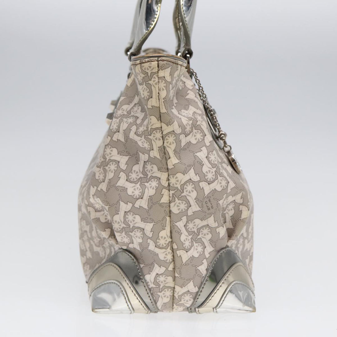 Celine Hand Bag PVC Leather Gray Silver Auth bs17463