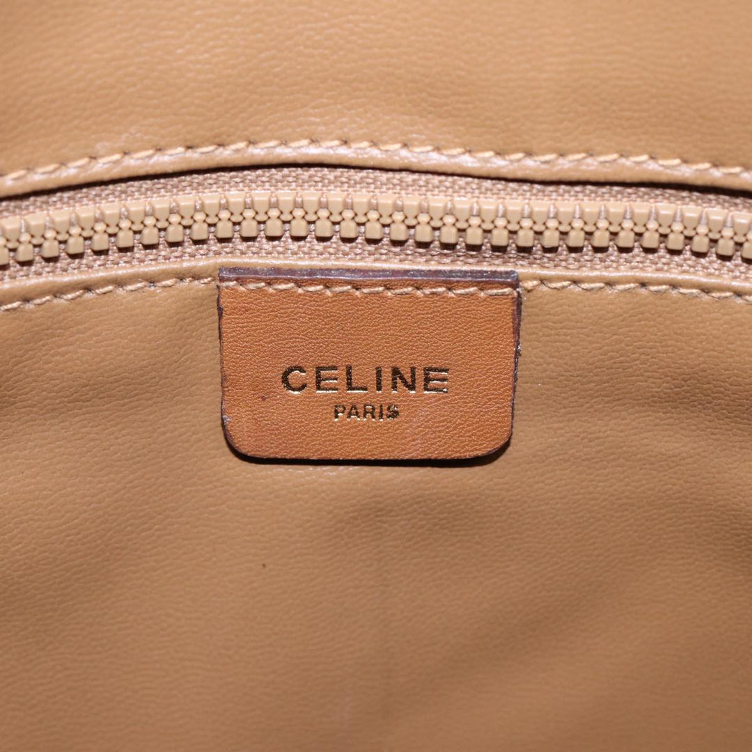 Celine Macadam Canvas Tote Bag Beige Gold Auth bs17466