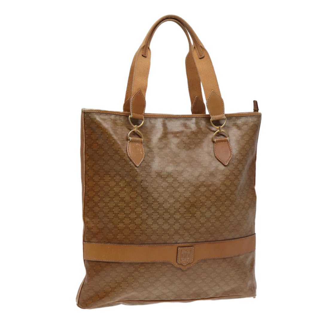 Celine Macadam Canvas Tote Bag Beige Gold Auth bs17466