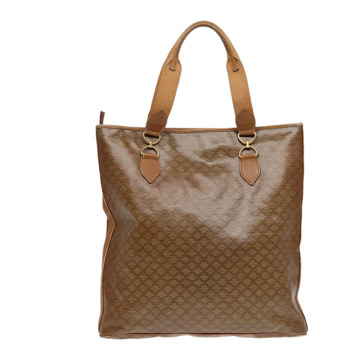 Celine Macadam Canvas Tote Bag Beige Gold Auth bs17466