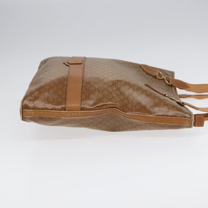 Celine Macadam Canvas Tote Bag Beige Gold Auth bs17466