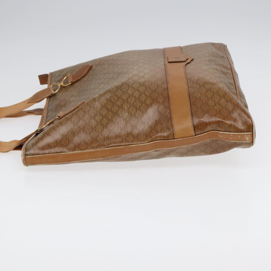 Celine Macadam Canvas Tote Bag Beige Gold Auth bs17466
