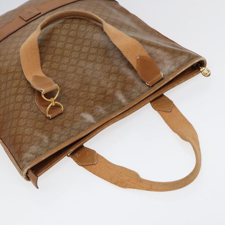 Celine Macadam Canvas Tote Bag Beige Gold Auth bs17466