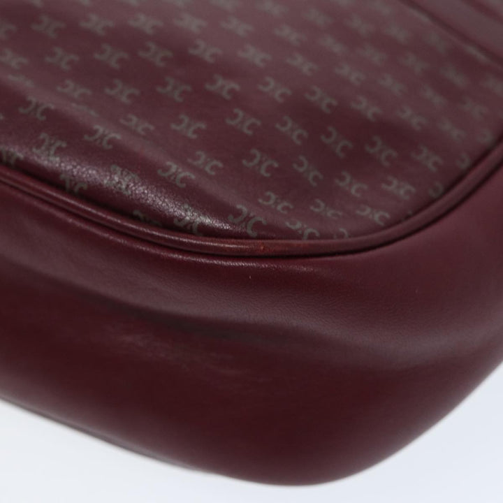 Celine Macadam Canvas Shoulder Bag Red Gold Auth bs17472