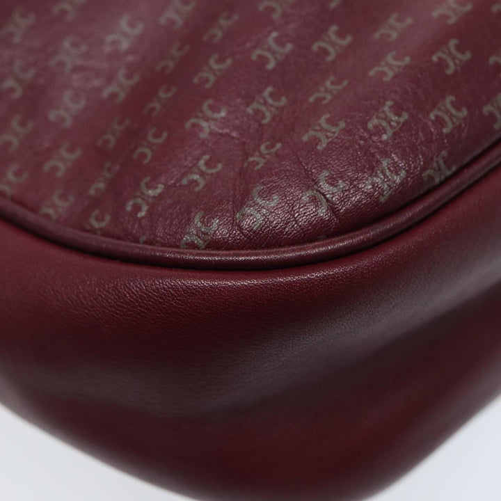 Celine Macadam Canvas Shoulder Bag Red Gold Auth bs17472