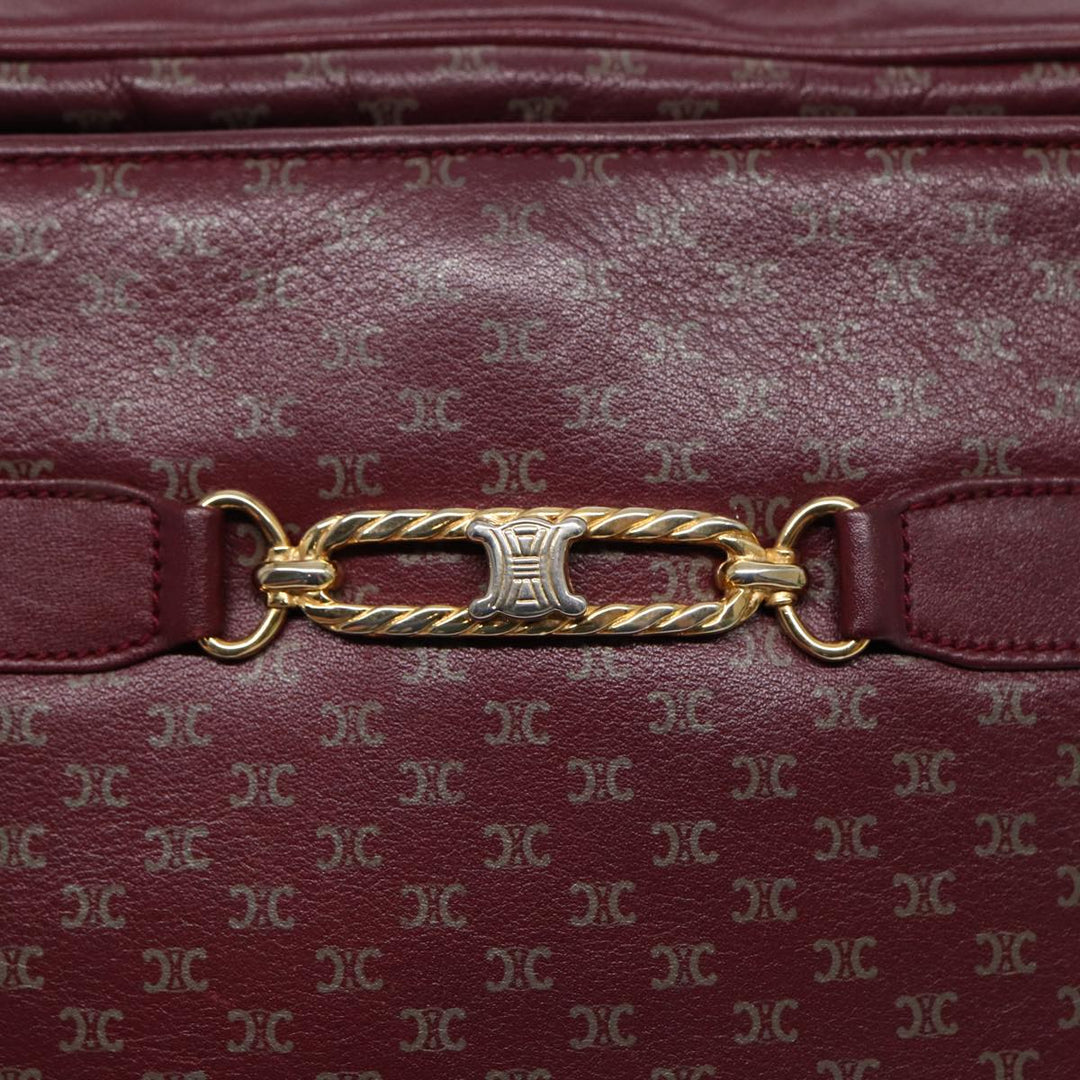 Celine Macadam Canvas Shoulder Bag Red Gold Auth bs17472