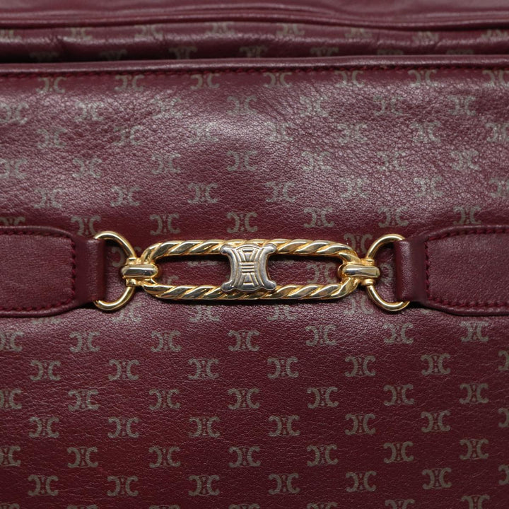 Celine Macadam Canvas Shoulder Bag Red Gold Auth bs17472