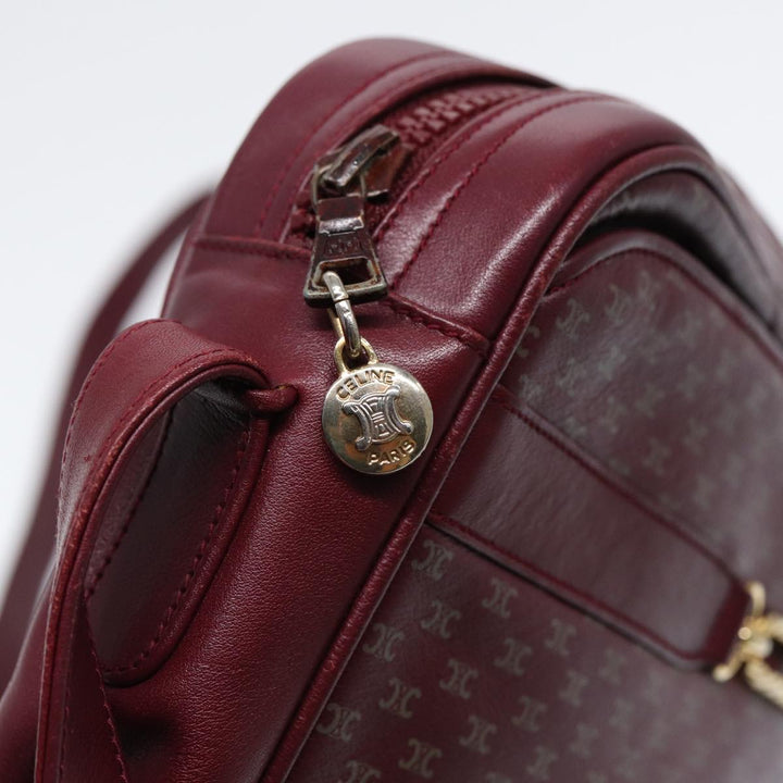 Celine Macadam Canvas Shoulder Bag Red Gold Auth bs17472