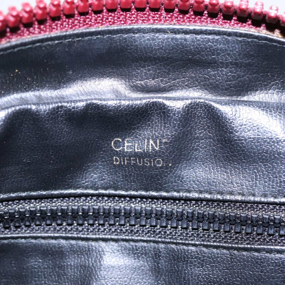Celine Macadam Canvas Shoulder Bag Red Gold Auth bs17472