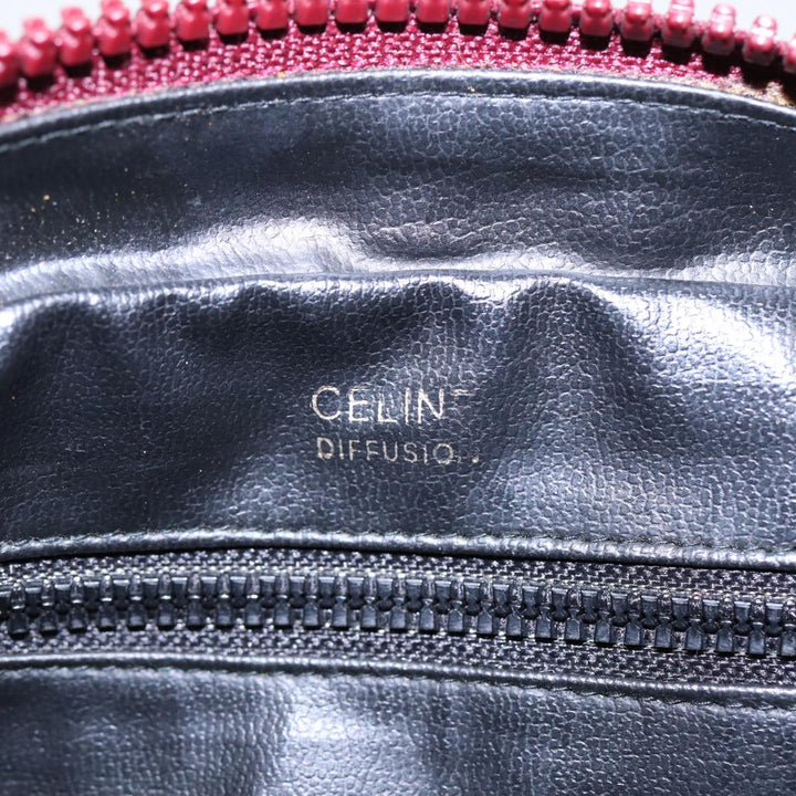 Celine Macadam Canvas Shoulder Bag Red Gold Auth bs17472