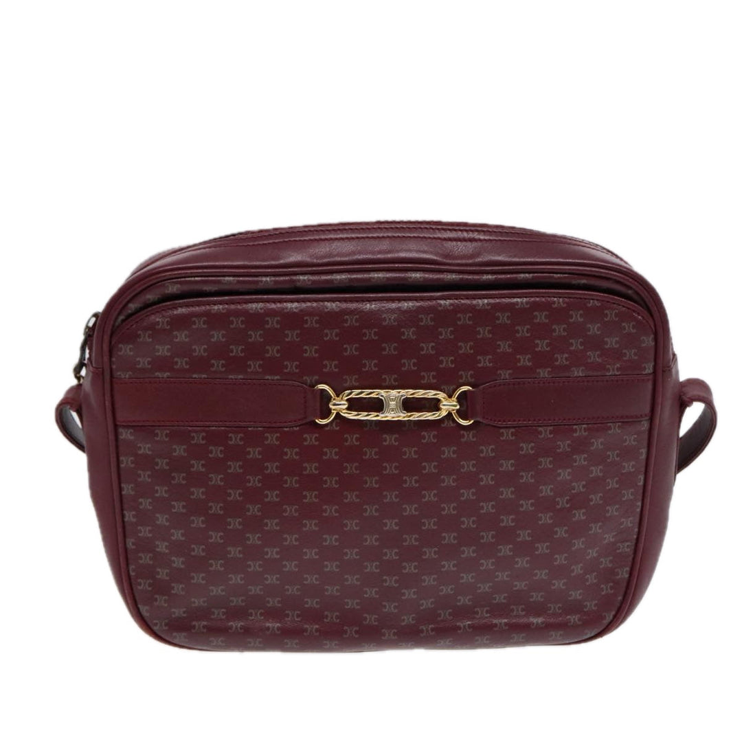 Celine Macadam Canvas Shoulder Bag Red Gold Auth bs17472