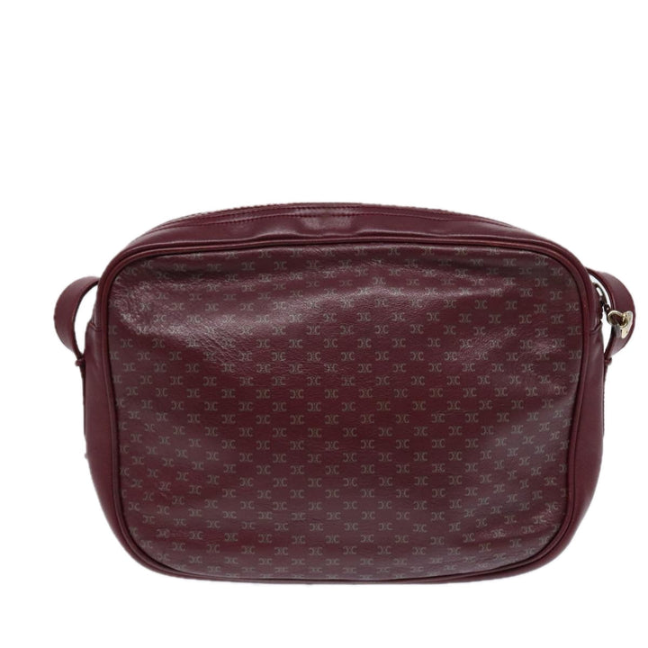 Celine Macadam Canvas Shoulder Bag Red Gold Auth bs17472