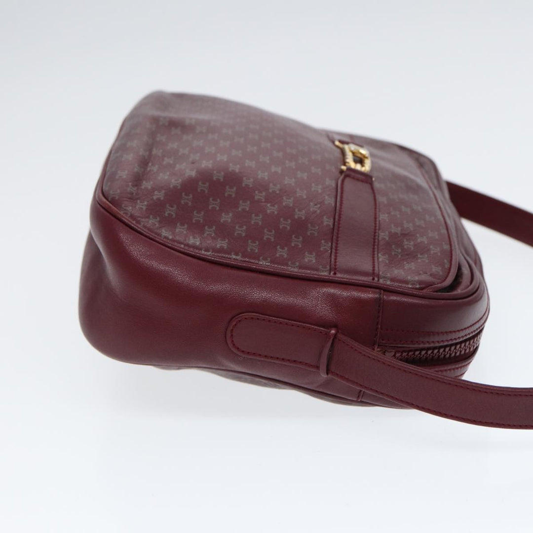 Celine Macadam Canvas Shoulder Bag Red Gold Auth bs17472