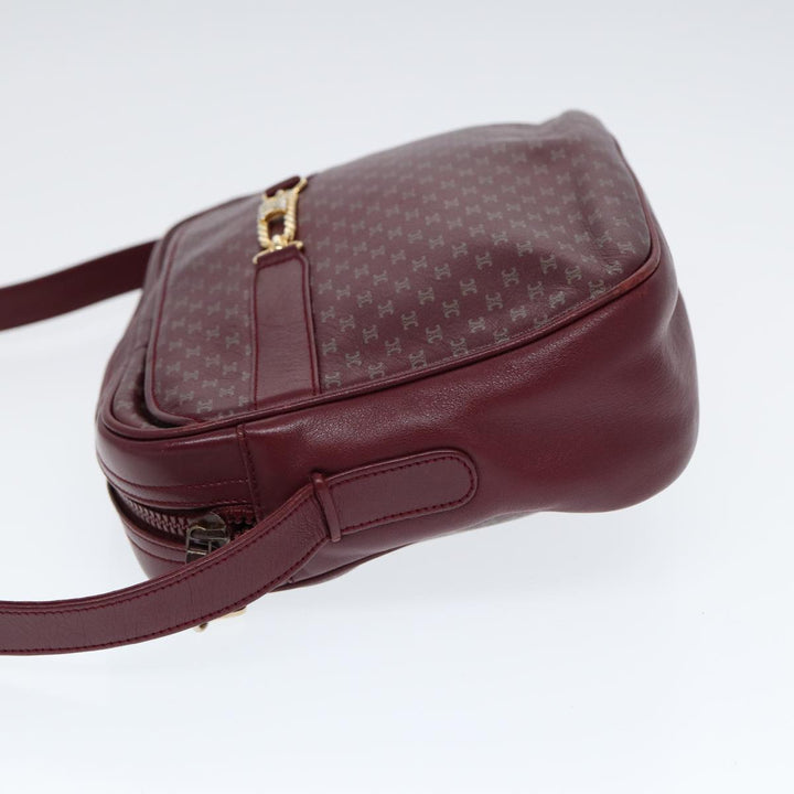 Celine Macadam Canvas Shoulder Bag Red Gold Auth bs17472