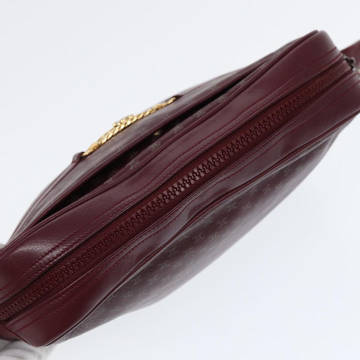 Celine Macadam Canvas Shoulder Bag Red Gold Auth bs17472
