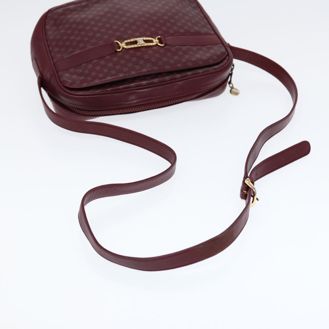 Celine Macadam Canvas Shoulder Bag Red Gold Auth bs17472