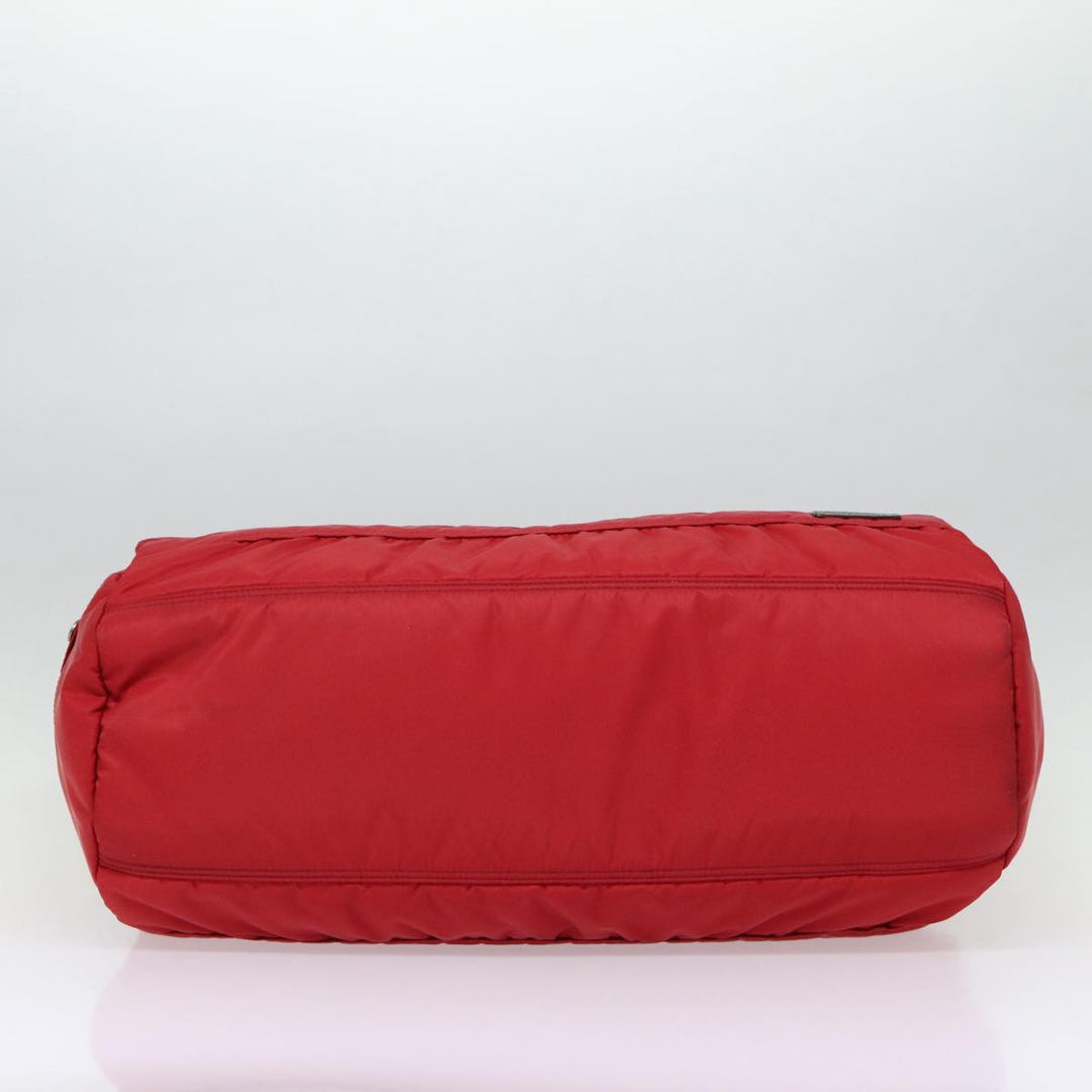 Burberry Blue Label Boston Bag Nylon 2way Red Silver Auth bs17480