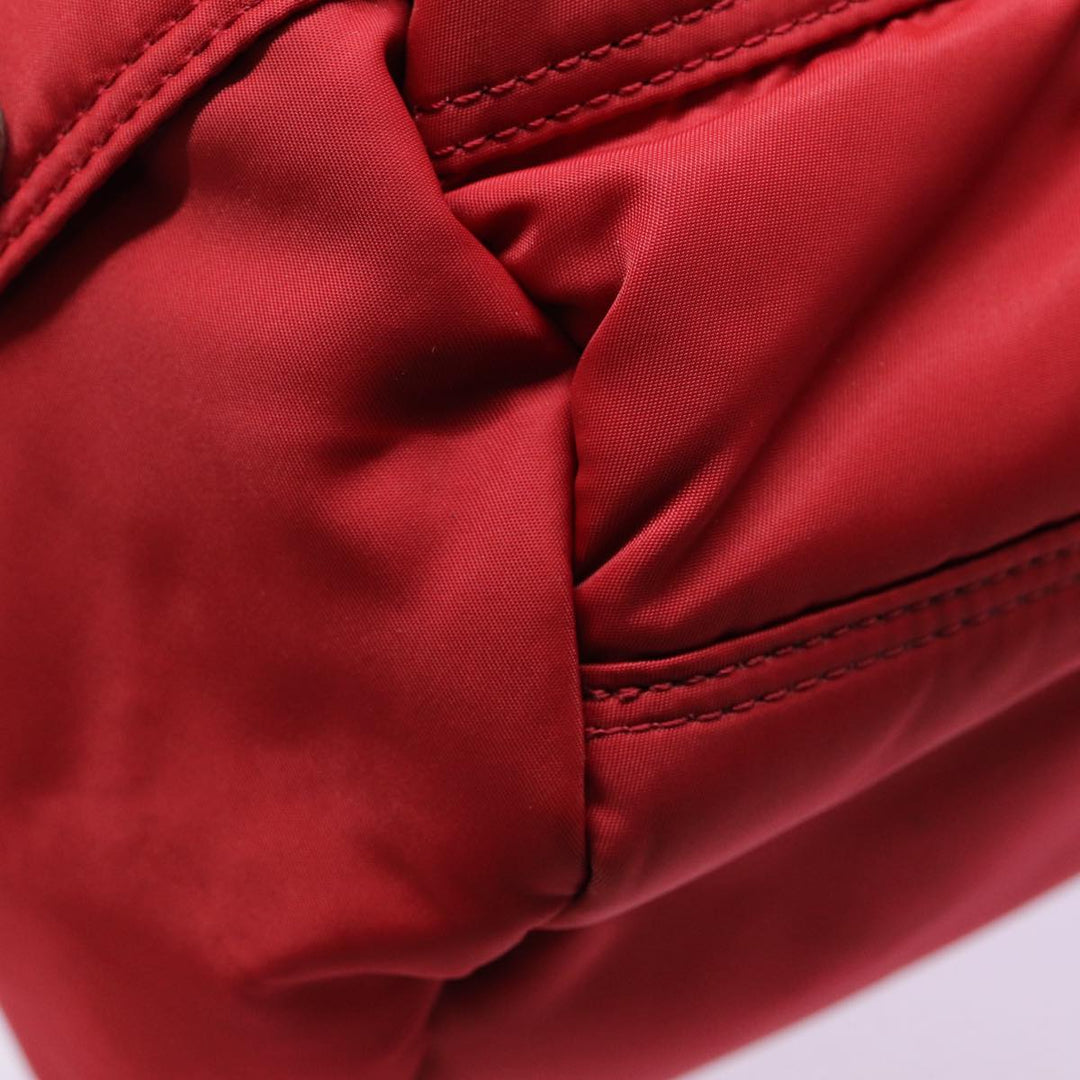 Burberry Blue Label Boston Bag Nylon 2way Red Silver Auth bs17480