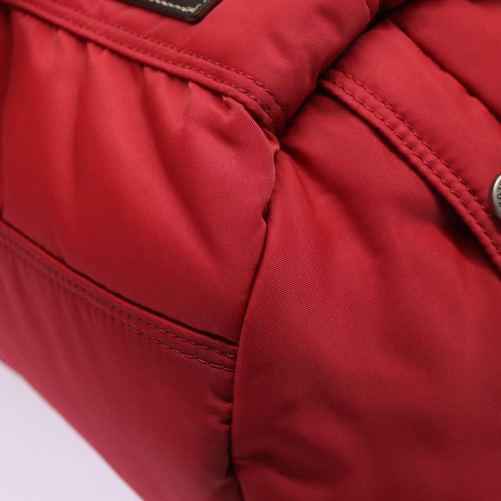 Burberry Blue Label Boston Bag Nylon 2way Red Silver Auth bs17480