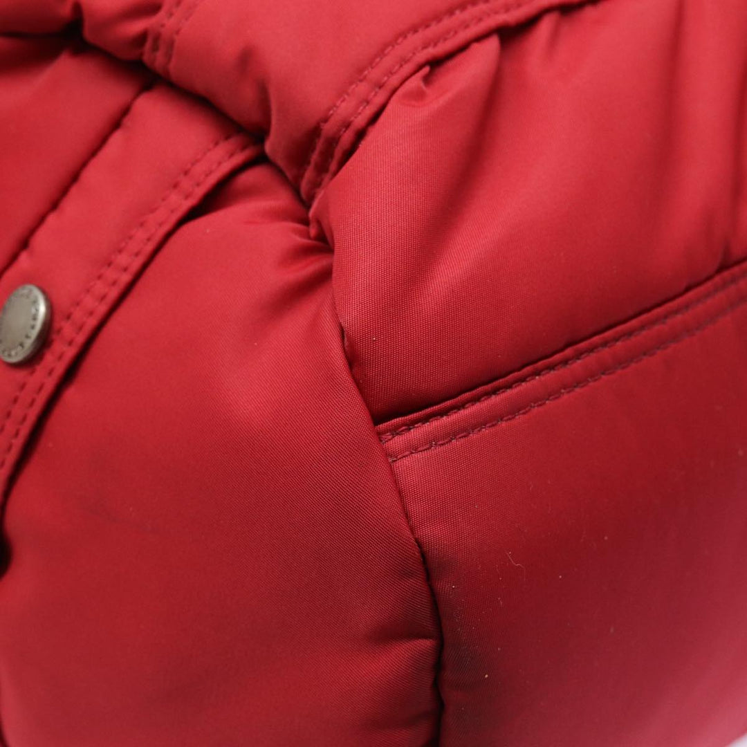 Burberry Blue Label Boston Bag Nylon 2way Red Silver Auth bs17480