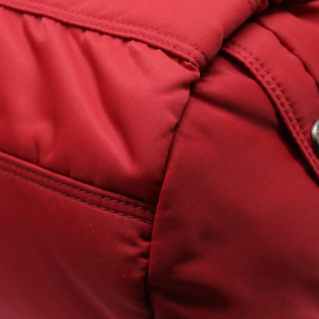 Burberry Blue Label Boston Bag Nylon 2way Red Silver Auth bs17480