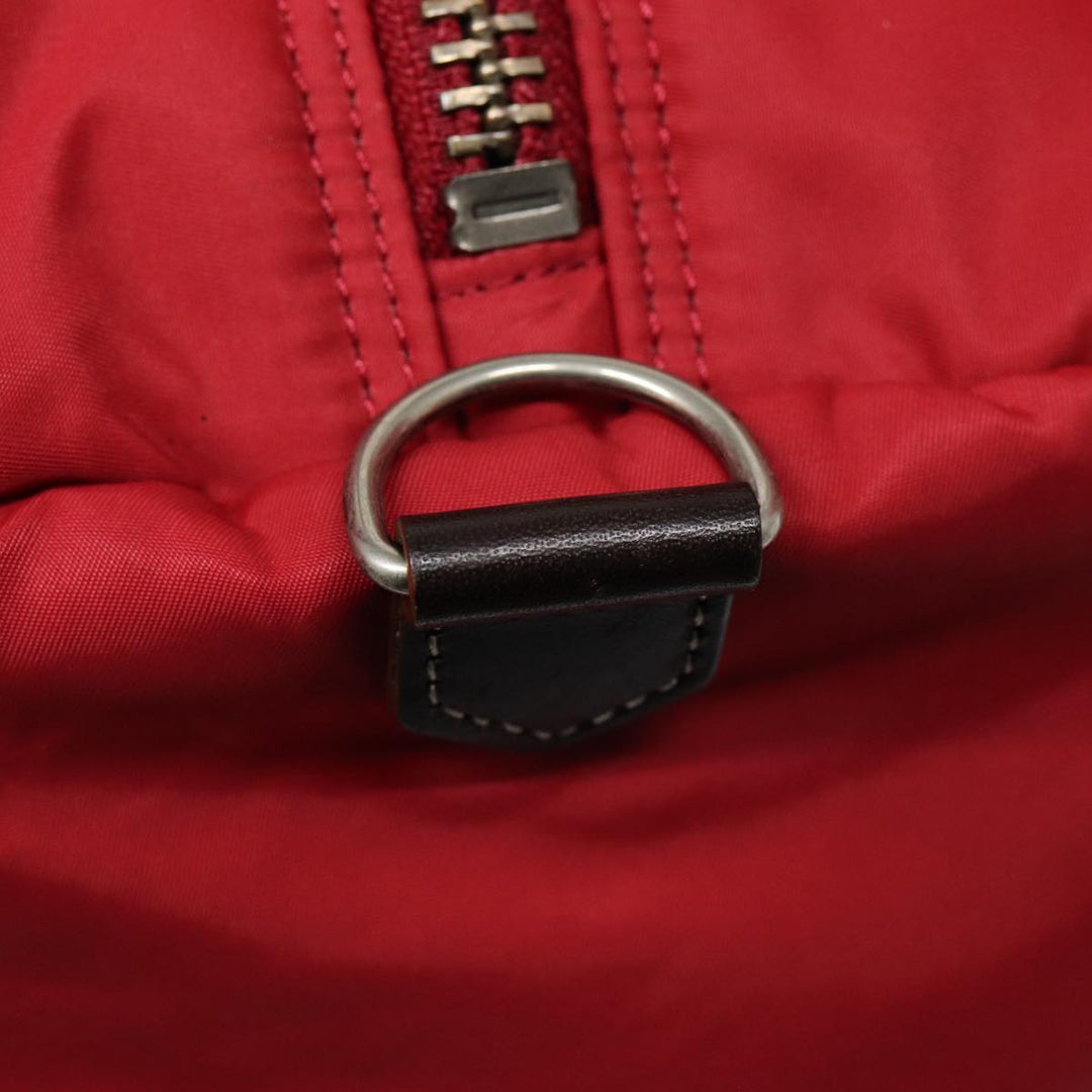 Burberry Blue Label Boston Bag Nylon 2way Red Silver Auth bs17480