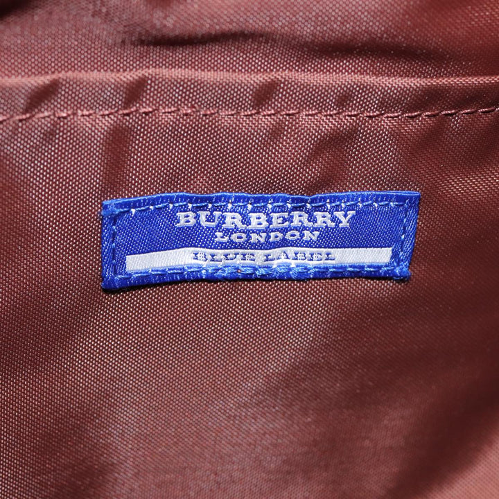 Burberry Blue Label Boston Bag Nylon 2way Red Silver Auth bs17480