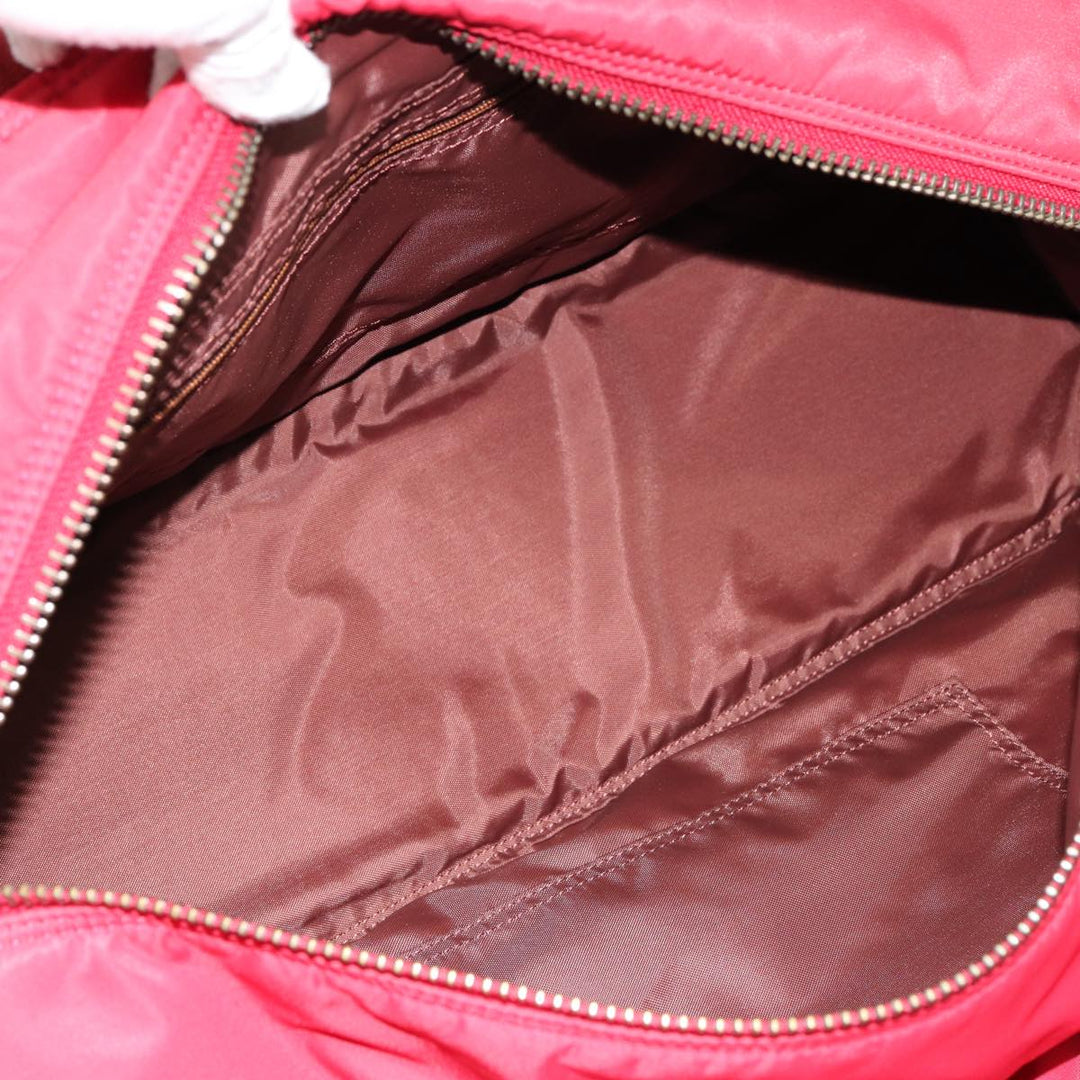 Burberry Blue Label Boston Bag Nylon 2way Red Silver Auth bs17480