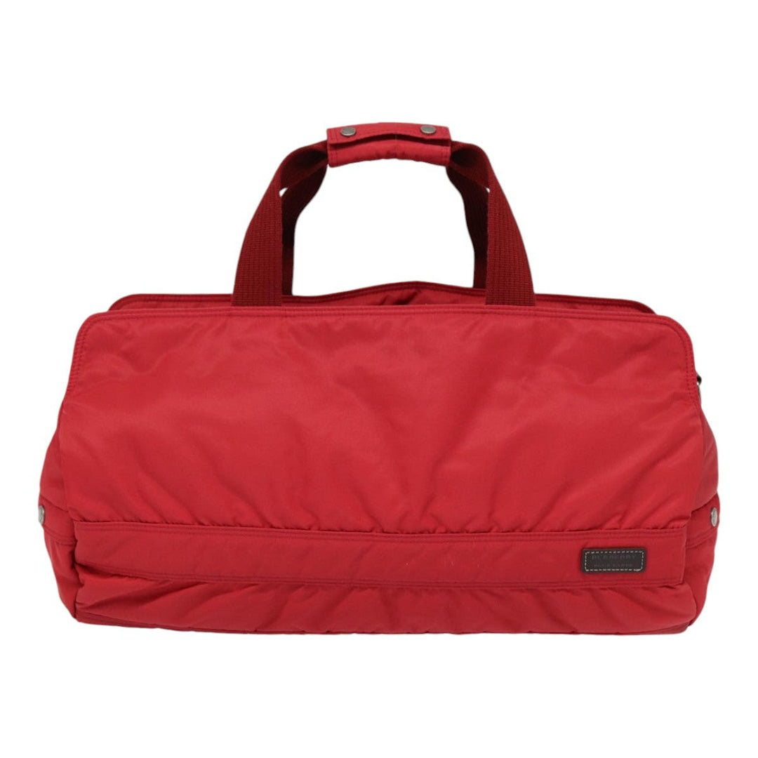 Burberry Blue Label Boston Bag Nylon 2way Red Silver Auth bs17480