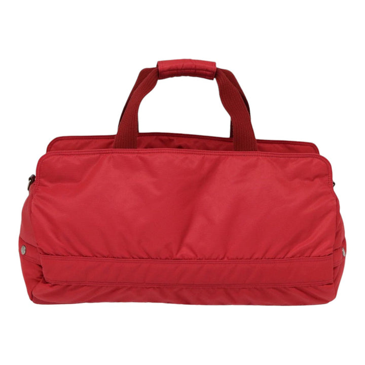 Burberry Blue Label Boston Bag Nylon 2way Red Silver Auth bs17480