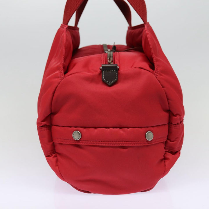 Burberry Blue Label Boston Bag Nylon 2way Red Silver Auth bs17480