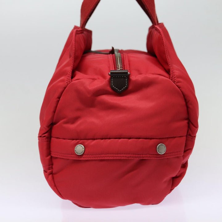 Burberry Blue Label Boston Bag Nylon 2way Red Silver Auth bs17480