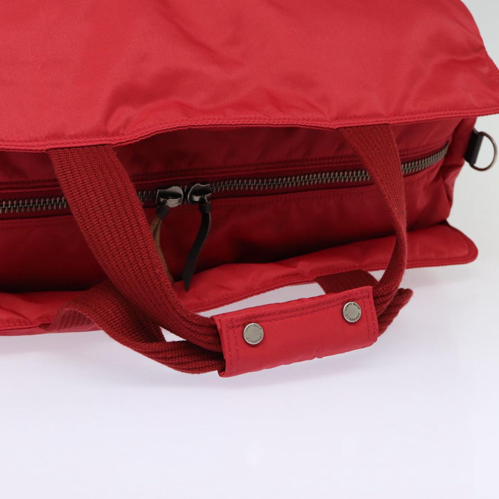 Burberry Blue Label Boston Bag Nylon 2way Red Silver Auth bs17480