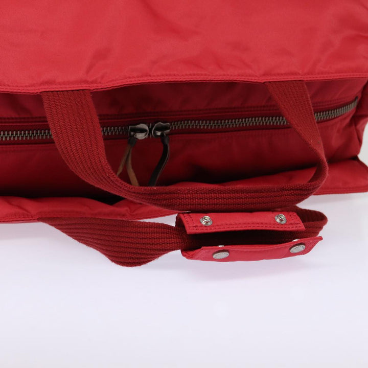 Burberry Blue Label Boston Bag Nylon 2way Red Silver Auth bs17480