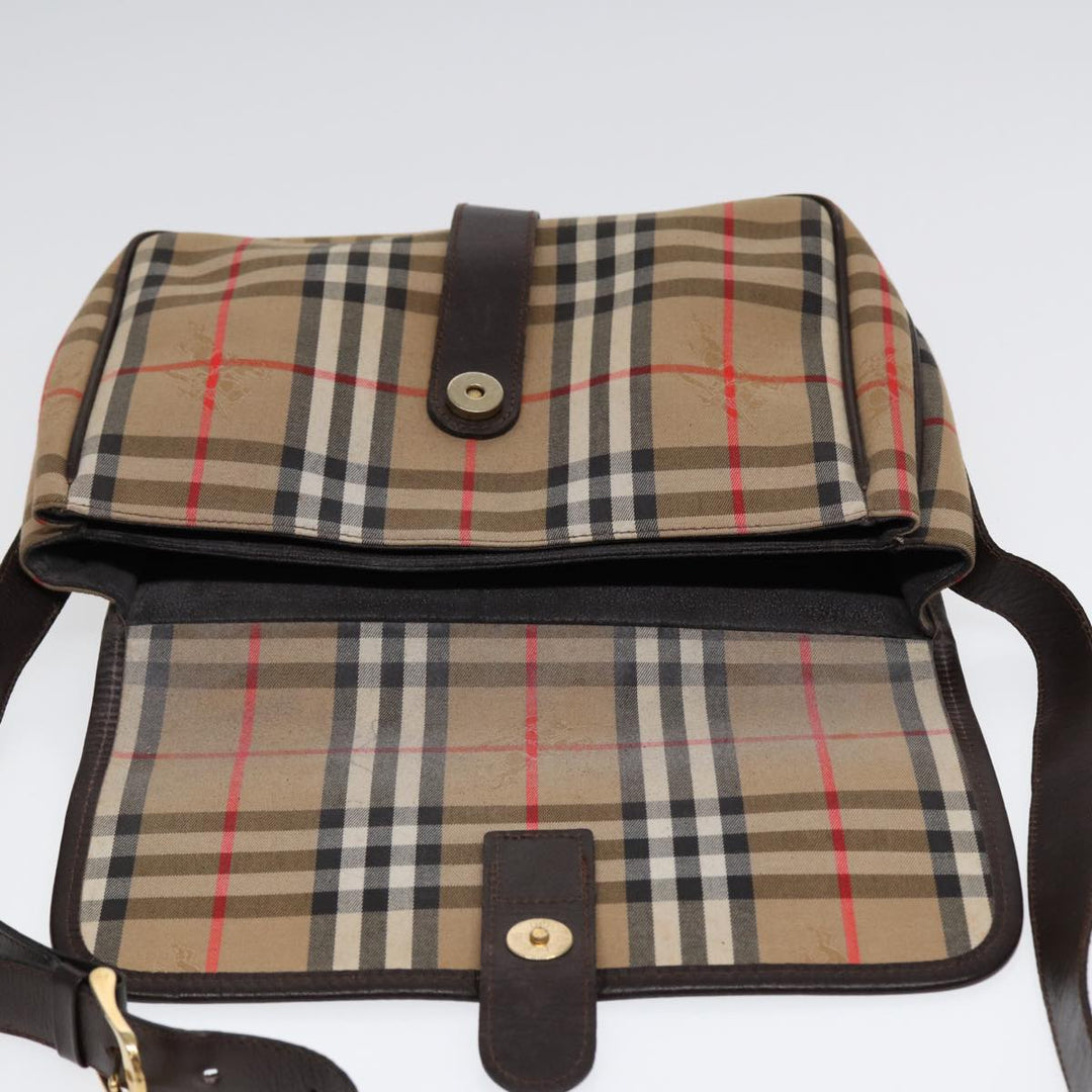 BurberrySs Nova Check Shoulder Bag Canvas Beige Gold Auth bs17481