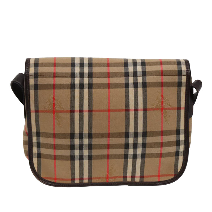 BurberrySs Nova Check Shoulder Bag Canvas Beige Gold Auth bs17481