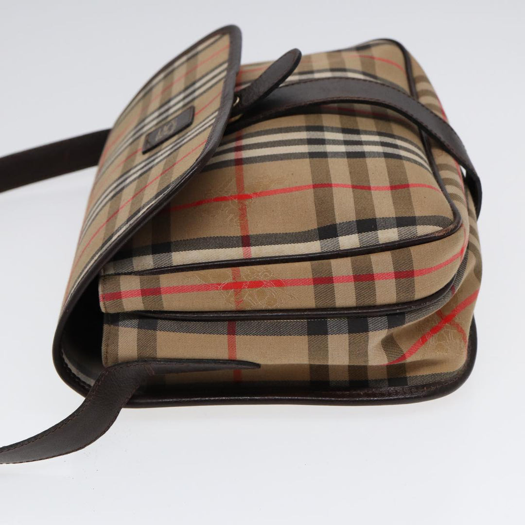 BurberrySs Nova Check Shoulder Bag Canvas Beige Gold Auth bs17481