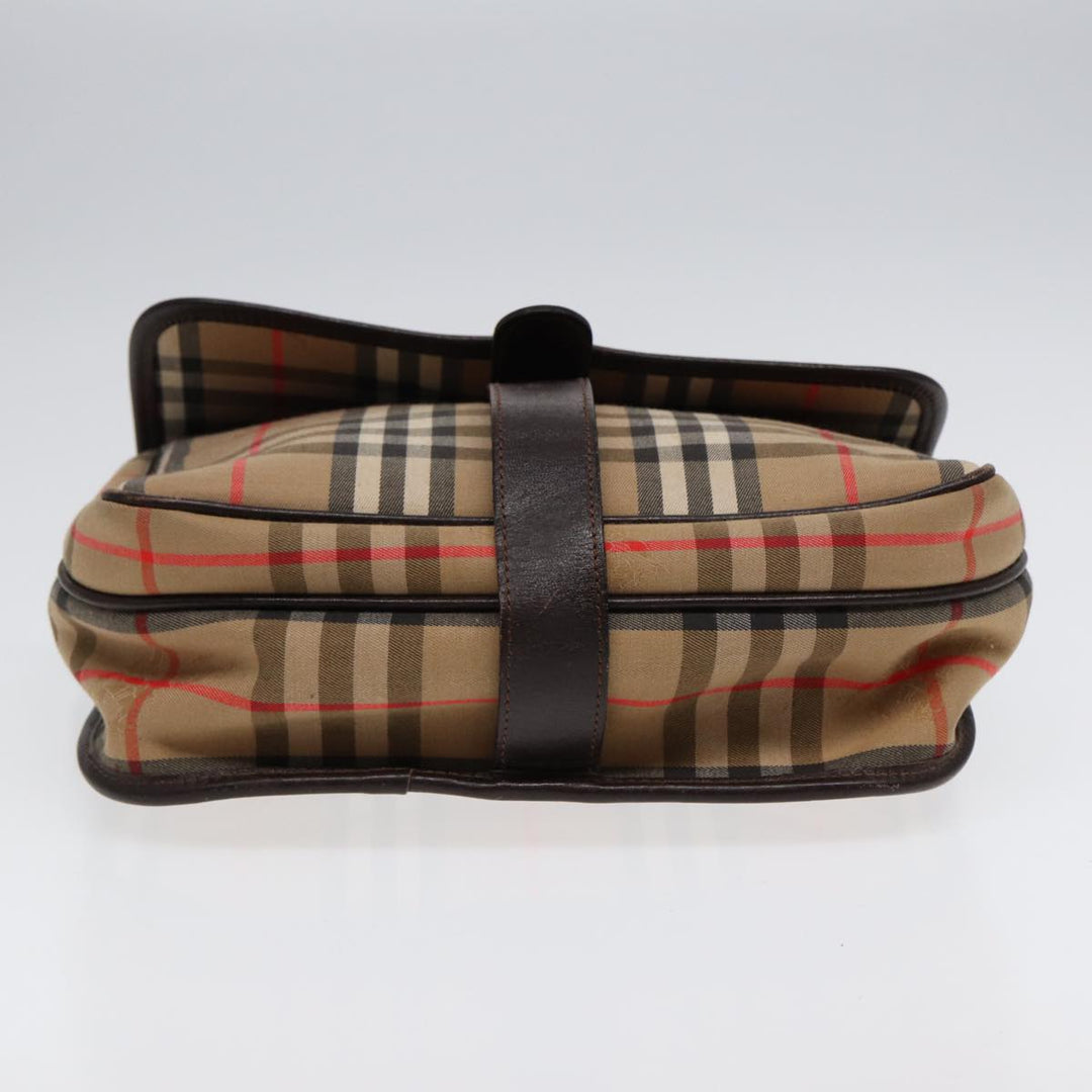 BurberrySs Nova Check Shoulder Bag Canvas Beige Gold Auth bs17481