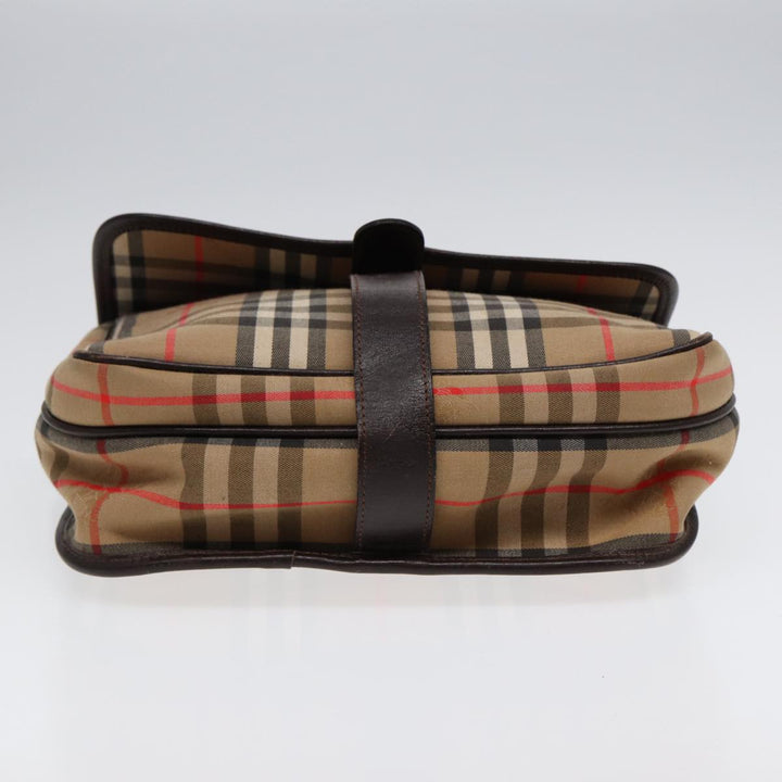 BurberrySs Nova Check Shoulder Bag Canvas Beige Gold Auth bs17481