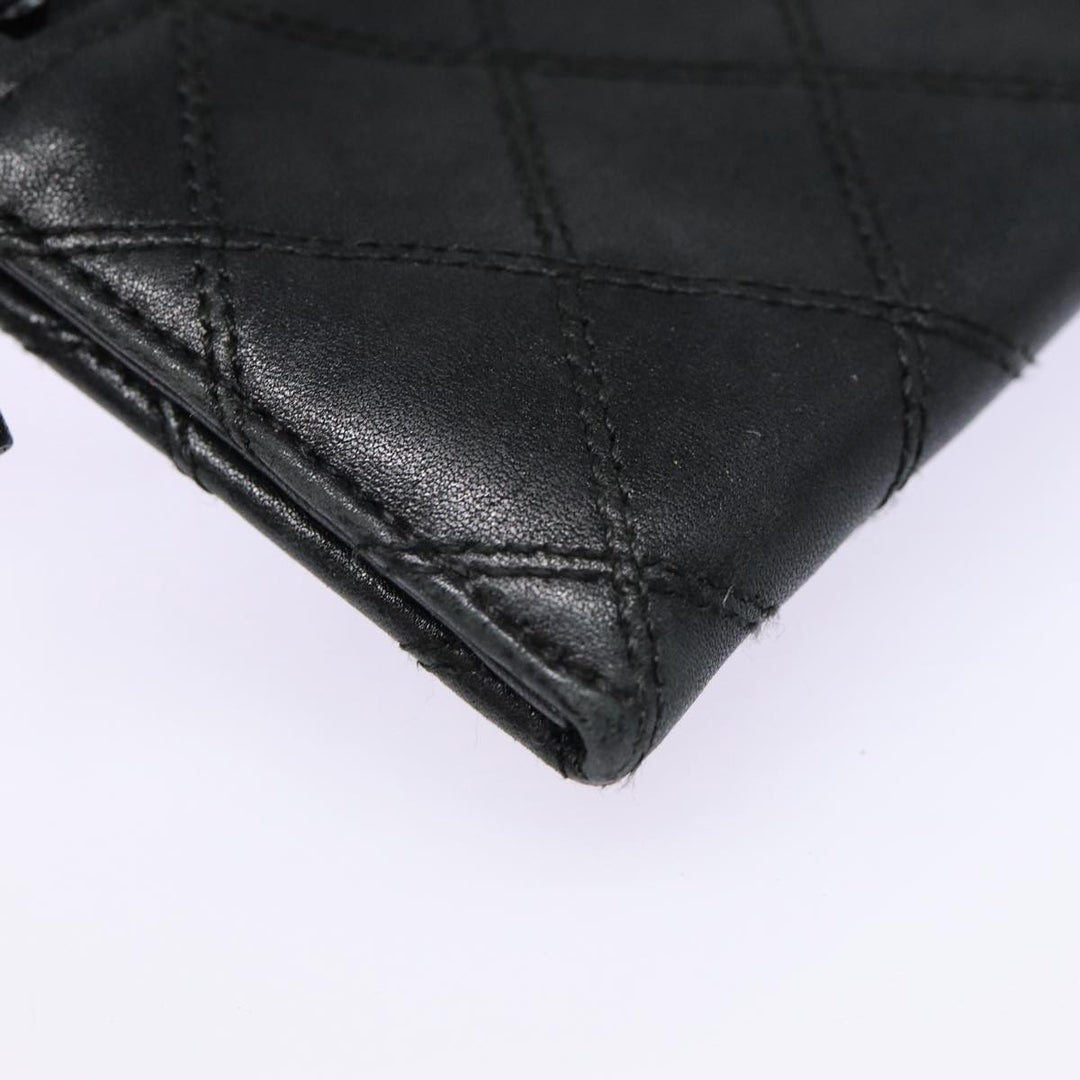 Chanel Bicolore Wallet Leather Black Gold CC Auth bs17489