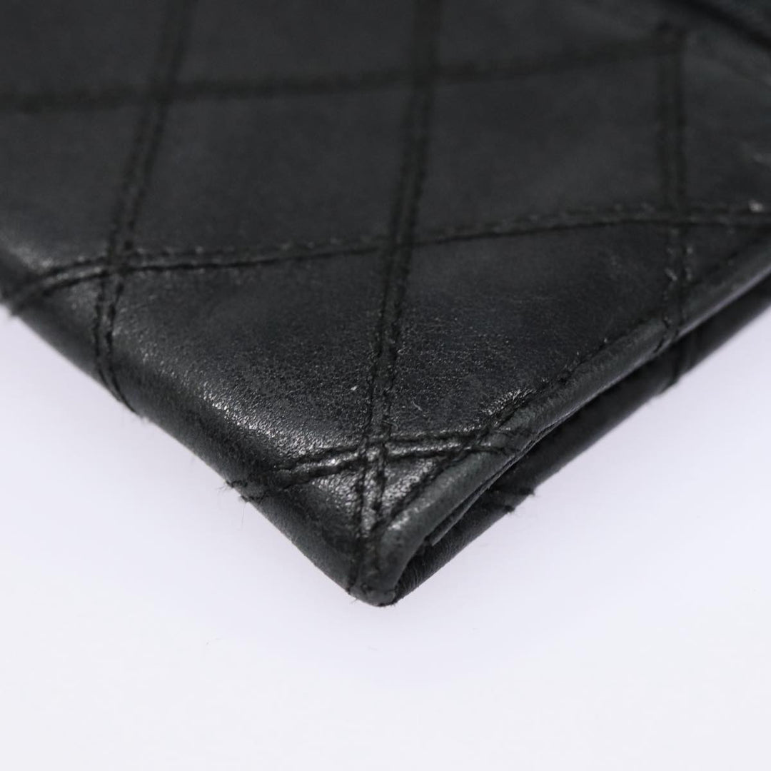 Chanel Bicolore Wallet Leather Black Gold CC Auth bs17489