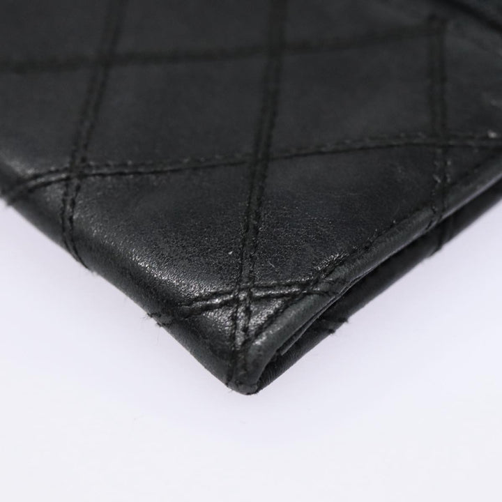 Chanel Bicolore Wallet Leather Black Gold CC Auth bs17489
